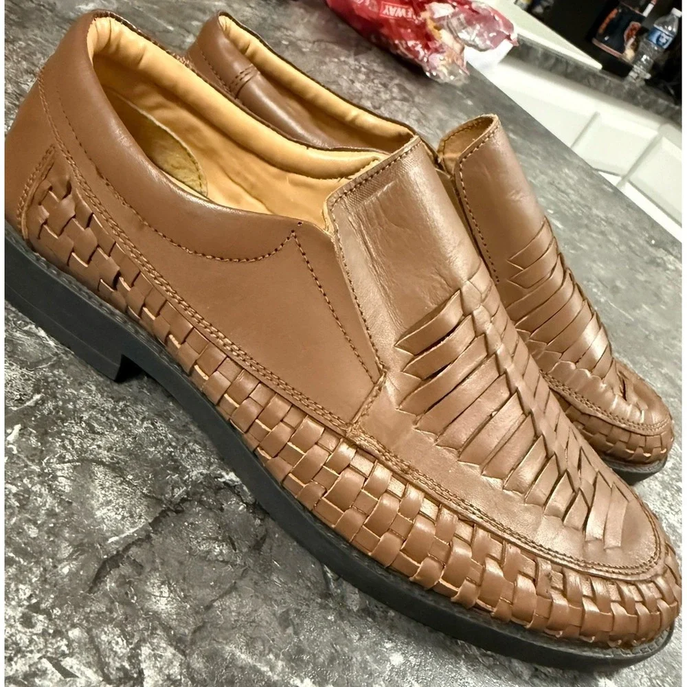 Irvine Park Men's Hurache Loafer‎ Leather Slip on Shoe Brown Sz 9.5 W NWOT